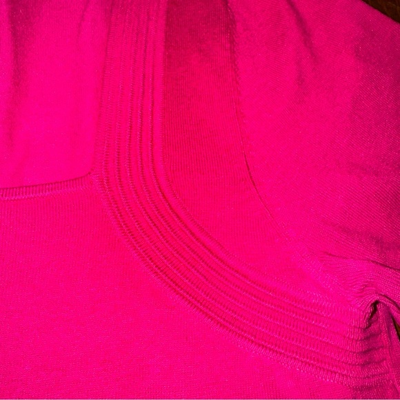Alex Marie Womens Hot Pink Knit Square Neck Short Sleeve Silk Blend Shirt L - Picture 4 of 8